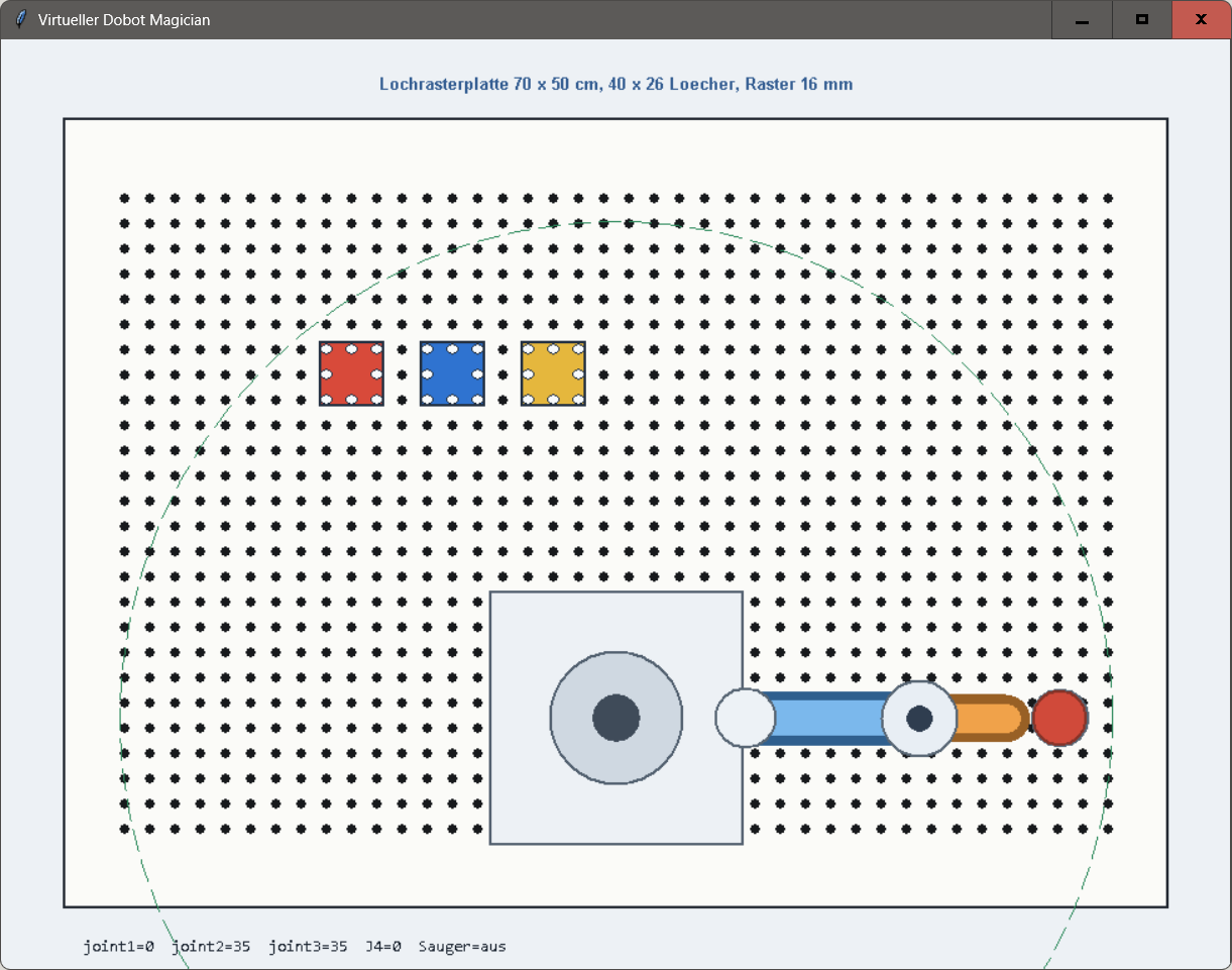 Simulation: Dobot Magician mit Containerlager